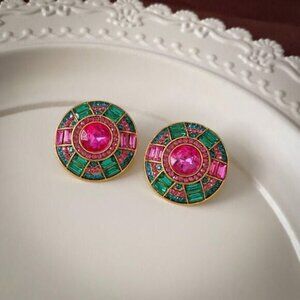 Crystal decor stud earrings S34